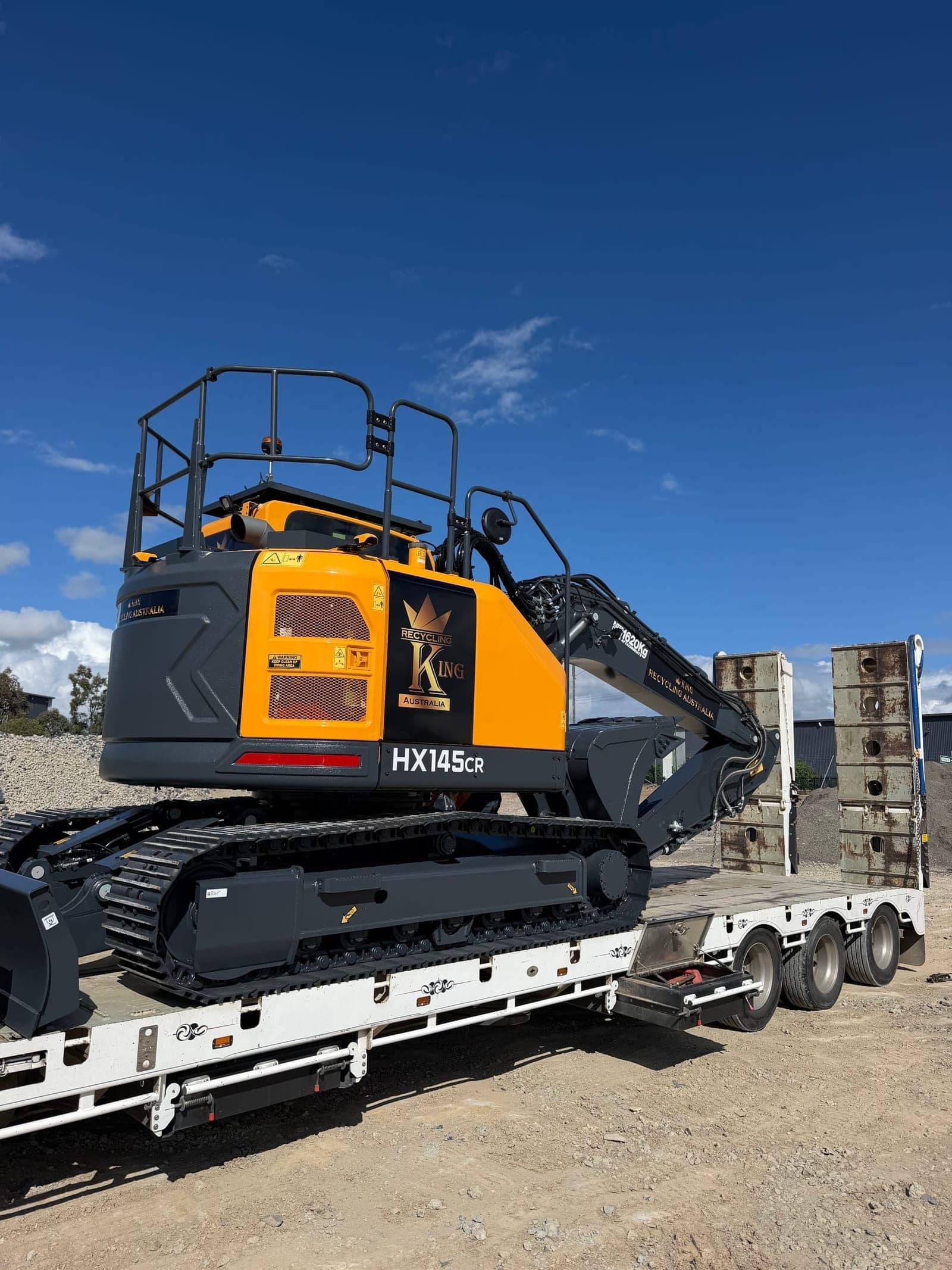 Hyundai HX145CR loaded on a float ready to mobilise to site