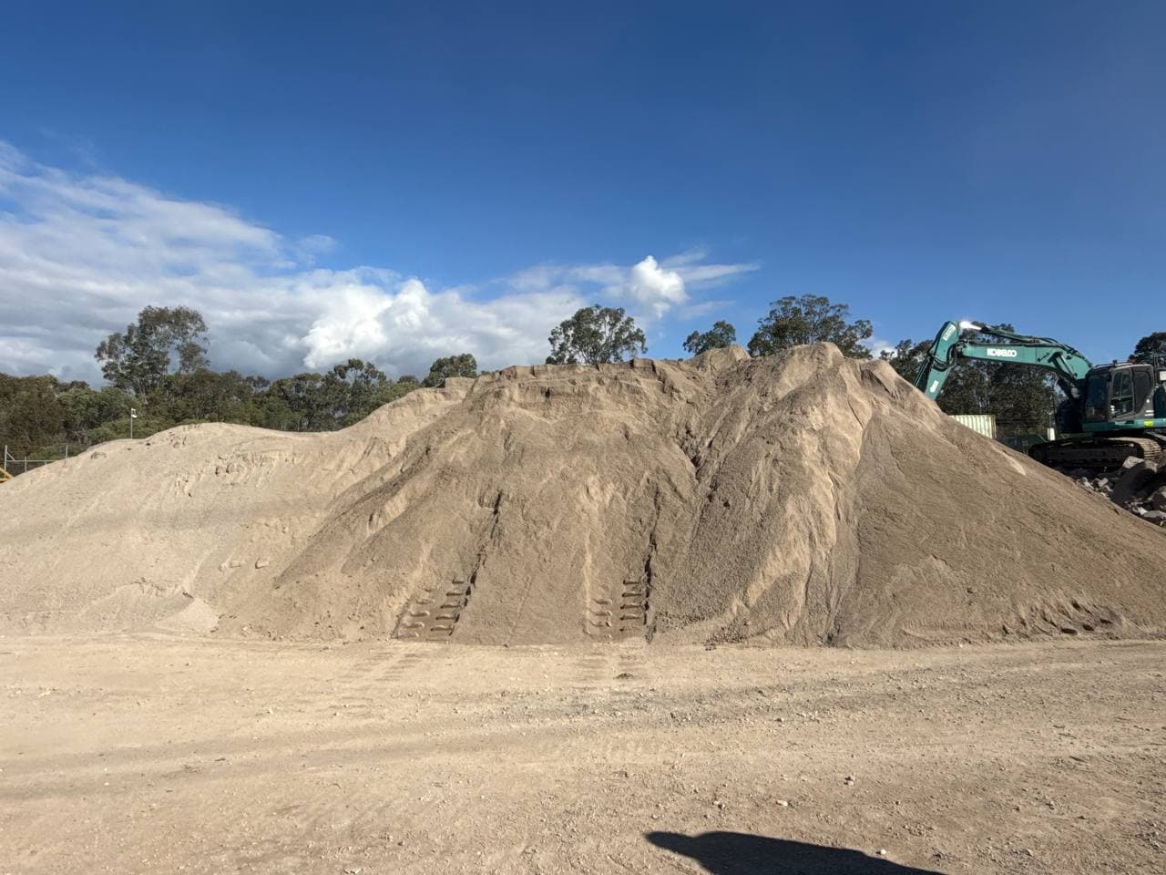 Stockpile of concrete crusher dust at Recycling King