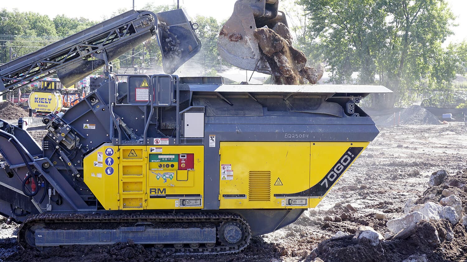 Demolition concrete pile ready for on-site crushing