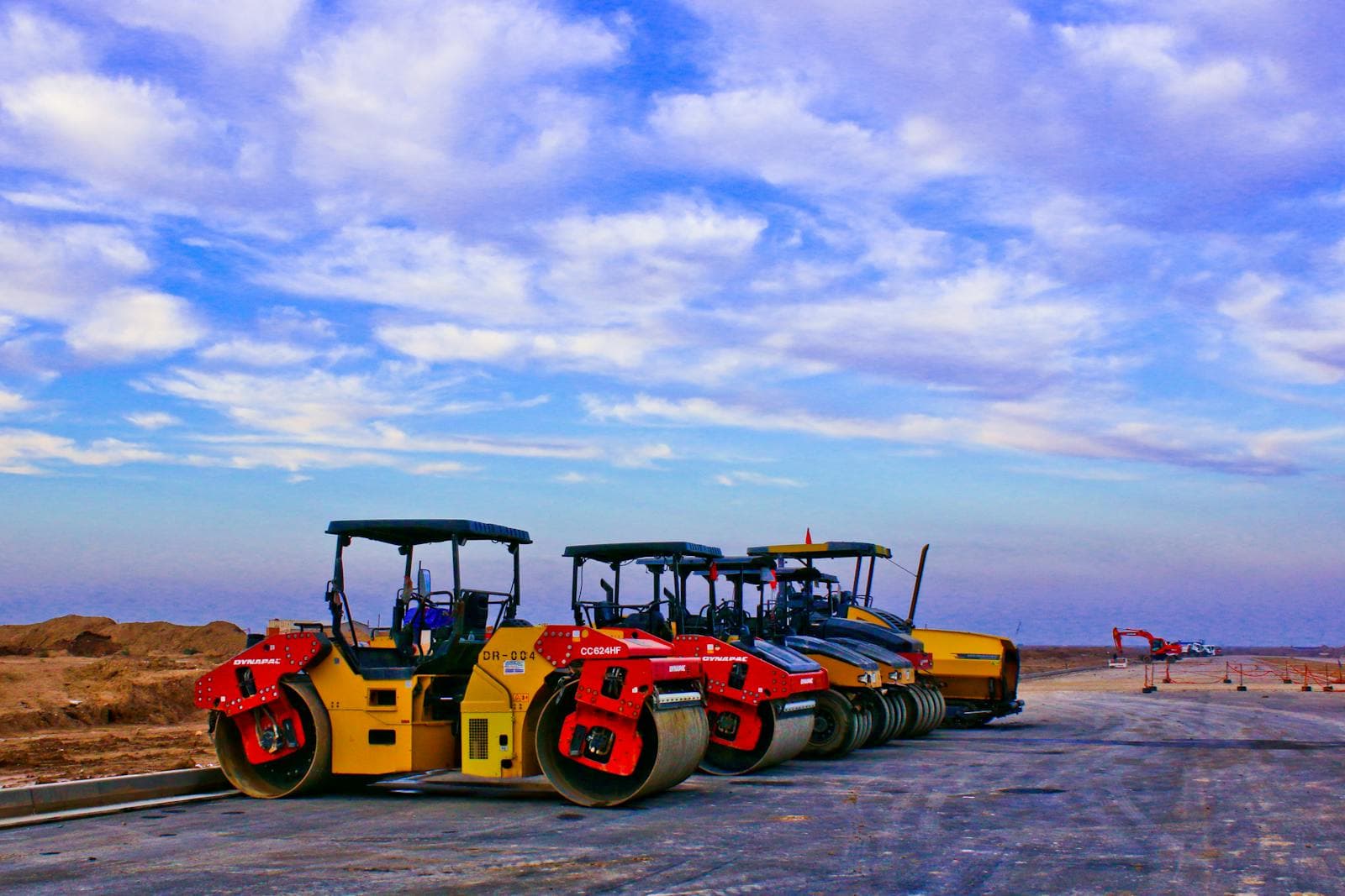 Road compaction plant on a civil job